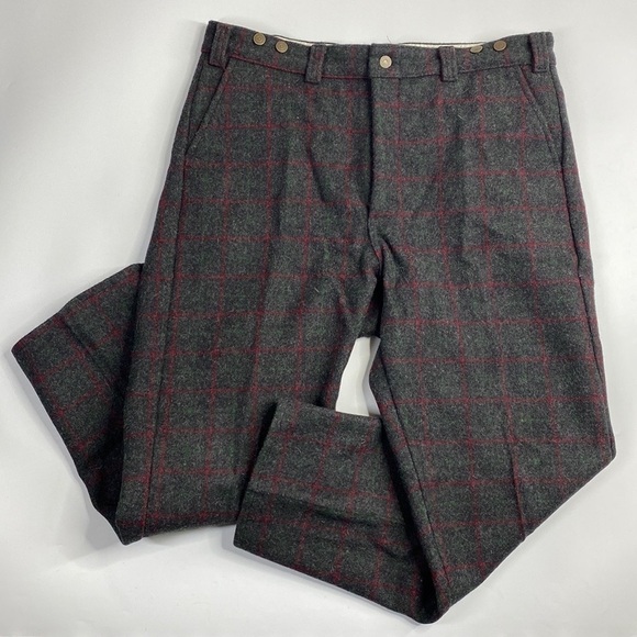 Vintage Codet Grey Plaid Wool Pants Size 40x31 - Picture 1 of 13